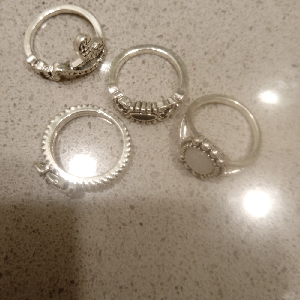 Elegant Silver Women's Ring Set size 7 and 6.14